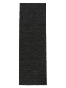  Kelim Loom - Musta Matto 80X250 Moderni Käsinkudottu Käytävämatto Musta/Valkoinen/Creme (Villa, Intia)
