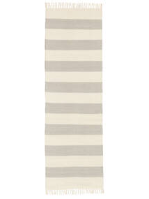 Cotton Stripe - Harmaa/Off Valkoinen Matto 80X250 Moderni Käsinkudottu Käytävämatto Vaaleanharmaa/Tummanbeige (Puuvilla, Intia)