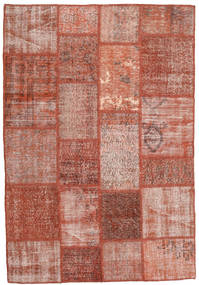  Patchwork Matto 138X203 Moderni Käsinsolmittu Tummanpunainen/Vaaleanpunainen (Villa, Turkki)