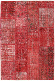  Patchwork Matto 142X208 Moderni Käsinsolmittu Tummanpunainen/Punainen (Villa, Turkki)