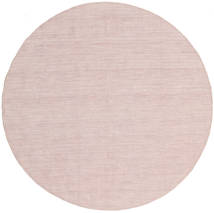  Kelim Loom - Misty Pink Matto Ø 200 Moderni Käsinkudottu Pyöreä Valkoinen/Creme/Tummanpunainen (Villa, Intia)