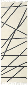  Cross Lines - Valkea/Musta Matto 80X250 Moderni Käsinkudottu Käytävämatto Valkea/Musta (Villa, )