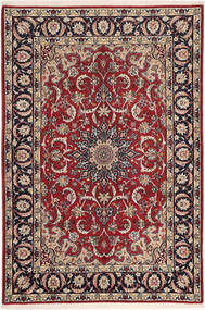  Persialainen Isfahan Silkkiloimi Matot Matto 110X160 Punainen/Tummanpunainen ( Persia/Iran)