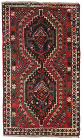  Shiraz Matto 76X129 Itämainen Käsinsolmittu Tummanpunainen/Tummanruskea (Villa, Persia/Iran)