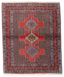  Senneh Matto 127X154 Itämainen Käsinsolmittu Tummanruskea/Tummanpunainen (Villa, Persia/Iran)