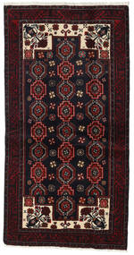  Beluch Matto 105X204 Itämainen Käsinsolmittu Musta/Tummanpunainen (Villa, Persia/Iran)