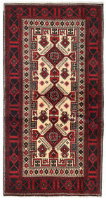  Beluch Matto 100X190 Itämainen Käsinsolmittu Tummanruskea/Tummanpunainen (Villa, Persia/Iran)