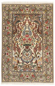 Isfahan Silkkiloimi Matto 106X161 Itämainen Käsinsolmittu Vaaleanruskea/Ruskea (Villa/Silkki, Persia/Iran)