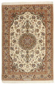  Isfahan Silkkiloimi Matto 105X160 Itämainen Käsinkudottu Ruskea/Beige ( Persia/Iran)
