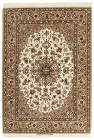  Isfahan Silkkiloimi Matto 112X162 Itämainen Käsinsolmittu Vaaleanruskea/Ruskea ( Persia/Iran)