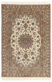 Isfahan Silkkiloimi Matto 112X174 Itämainen Käsinsolmittu Vaaleanruskea/Ruskea ( Persia/Iran)