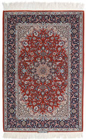 Isfahan Silkkiloimi Matto 110X165 Itämainen Käsinsolmittu Vaaleanharmaa/Tummanpunainen ( Persia/Iran)