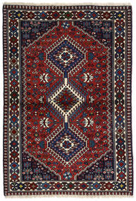  Yalameh Matto 100X147 Itämainen Käsinsolmittu Musta/Tummanpunainen (Villa, Persia/Iran)