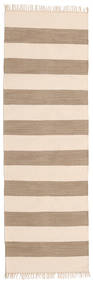  Cotton Stripe - Ruskea Matto 80X250 Moderni Käsinkudottu Käytävämatto Beige/Vaaleanharmaa (Puuvilla, Intia)