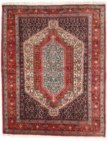  Senneh Matto 125X158 Itämainen Käsinsolmittu Tummanpunainen/Tummanruskea (Villa, Persia/Iran)