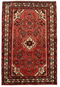  Hosseinabad Matto 73X112 Itämainen Käsinsolmittu Tummanruskea/Tummanpunainen (Villa, Persia/Iran)