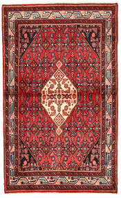  Hosseinabad Matto 96X160 Itämainen Käsinsolmittu Tummanpunainen/Tummanruskea (Villa, Persia/Iran)
