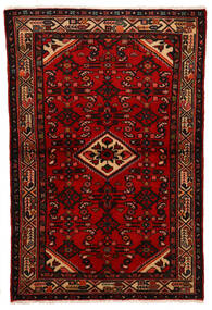  Hosseinabad Matto 100X154 Itämainen Käsinsolmittu Tummanpunainen/Ruoste (Villa, Persia/Iran)