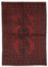 Afghan Matto 98X142 Itämainen Käsinsolmittu Musta/Tummanpunainen (Villa, Afganistan)