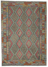  Kelim Afghan Old Style Matto 202X287 Itämainen Käsinkudottu Tummanvihreä/Tummanruskea (Villa, Afganistan)
