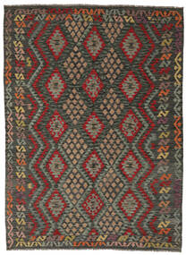  208X286 Kelim Afghan Old Style Matot Käsinkudottu Matto Musta/Ruskea Afganistan 
