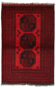  Afghan Matto 100X150 Itämainen Käsinsolmittu Musta/Tummanpunainen (Villa, Afganistan)