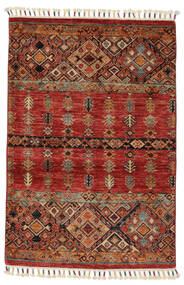  Shabargan Matto 85X128 Moderni Käsinsolmittu Tummanruskea/Tummanpunainen (Villa, Afganistan)