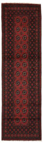  Afghan Matto 78X278 Itämainen Käsinsolmittu Käytävämatto Musta/Tummanpunainen (Villa, Afganistan)