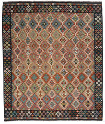  Kelim Afghan Old Style Matto 257X301 Itämainen Käsinkudottu Tummanruskea/Musta Isot (Villa, Afganistan)
