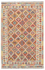  Kelim Afghan Old Style Matto 198X300 Itämainen Käsinkudottu Tummanbeige/Tummanpunainen (Villa, Afganistan)