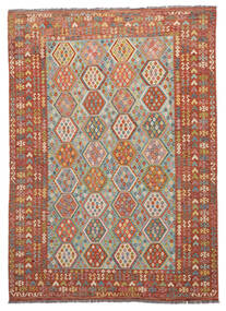  Kelim Afghan Old Style Matto 261X345 Itämainen Käsinkudottu Tummanruskea/Ruskea Isot (Villa, Afganistan)