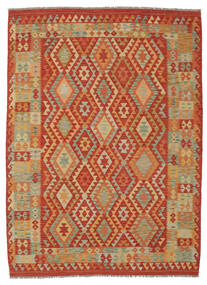  Kelim Afghan Old Style Matto 184X248 Itämainen Käsinkudottu Tummanpunainen/Ruskea (Villa, Afganistan)