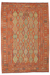  Kelim Afghan Old Style Matto 205X295 Itämainen Käsinkudottu Tummanpunainen/Ruskea (Villa, Afganistan)