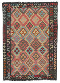  Kelim Afghan Old Style Matto 128X178 Itämainen Käsinkudottu Musta/Tummanpunainen (Villa, Afganistan)