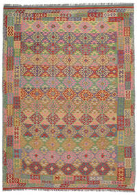  Kelim Afghan Old Style Matto 246X343 Itämainen Käsinkudottu Tummanruskea/Ruskea (Villa, Afganistan)