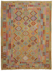  Kelim Afghan Old Style Matto 259X340 Itämainen Käsinkudottu Tummanruskea/Ruskea Isot (Villa, Afganistan)