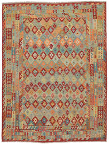  Kelim Afghan Old Style Matto 260X343 Itämainen Käsinkudottu Tummanpunainen/Tummanruskea Isot (Villa, Afganistan)