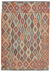  Kelim Afghan Old Style Matto 204X288 Itämainen Käsinkudottu Tummanruskea/Punainen (Villa, Afganistan)