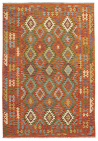  Kelim Afghan Old Style Matto 203X294 Itämainen Käsinkudottu Tummanpunainen/Tummanruskea (Villa, Afganistan)