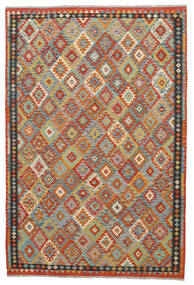  Kelim Afghan Old Style Matto 199X298 Itämainen Käsinkudottu Tummanharmaa/Tummanpunainen (Villa, Afganistan)