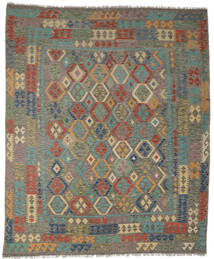  Kelim Afghan Old Style Matto 248X298 Itämainen Käsinkudottu Tummanruskea/Tummanvihreä (Villa, Afganistan)