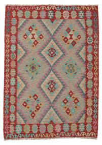  Kelim Afghan Old Style Matto 133X185 Itämainen Käsinkudottu Tummanruskea/Tummanpunainen (Villa, Afganistan)