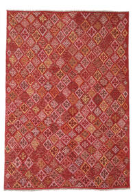  Kelim Afghan Old Style Matto 208X293 Itämainen Käsinkudottu Tummanpunainen/Tummanruskea (Villa, Afganistan)