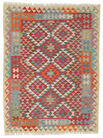  Kelim Afghan Old Style Matto 132X175 Itämainen Käsinkudottu Tummanpunainen/Beige (Villa, Afganistan)