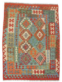  Kelim Afghan Old Style Matto 133X175 Itämainen Käsinkudottu Tummanvihreä/Tummanpunainen (Villa, Afganistan)