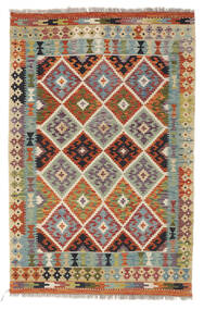  Kelim Afghan Old Style Matto 132X197 Itämainen Käsinkudottu Tummanruskea/Tummanvihreä (Villa, Afganistan)