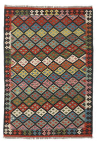  Kelim Afghan Old Style Matto 127X183 Itämainen Käsinkudottu Musta/Tummanpunainen (Villa, Afganistan)