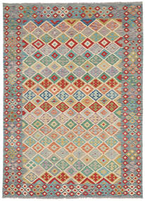  Kelim Afghan Old Style Matto 202X287 Itämainen Käsinkudottu Tummanharmaa/Tummanvihreä (Villa, Afganistan)