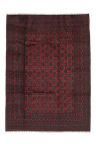  Afghan Fine Matto 200X280 Itämainen Käsinsolmittu Musta/Tummanpunainen (Villa, )