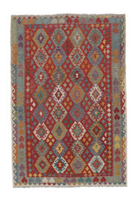  Kelim Afghan Old Style Matto 198X291 Itämainen Käsinkudottu Tummanruskea/Tummanharmaa (Villa, Afganistan)